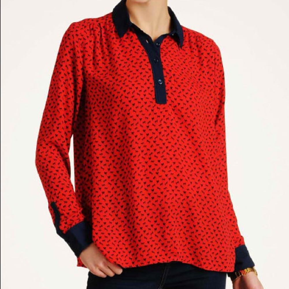Free people horsey printed blouse